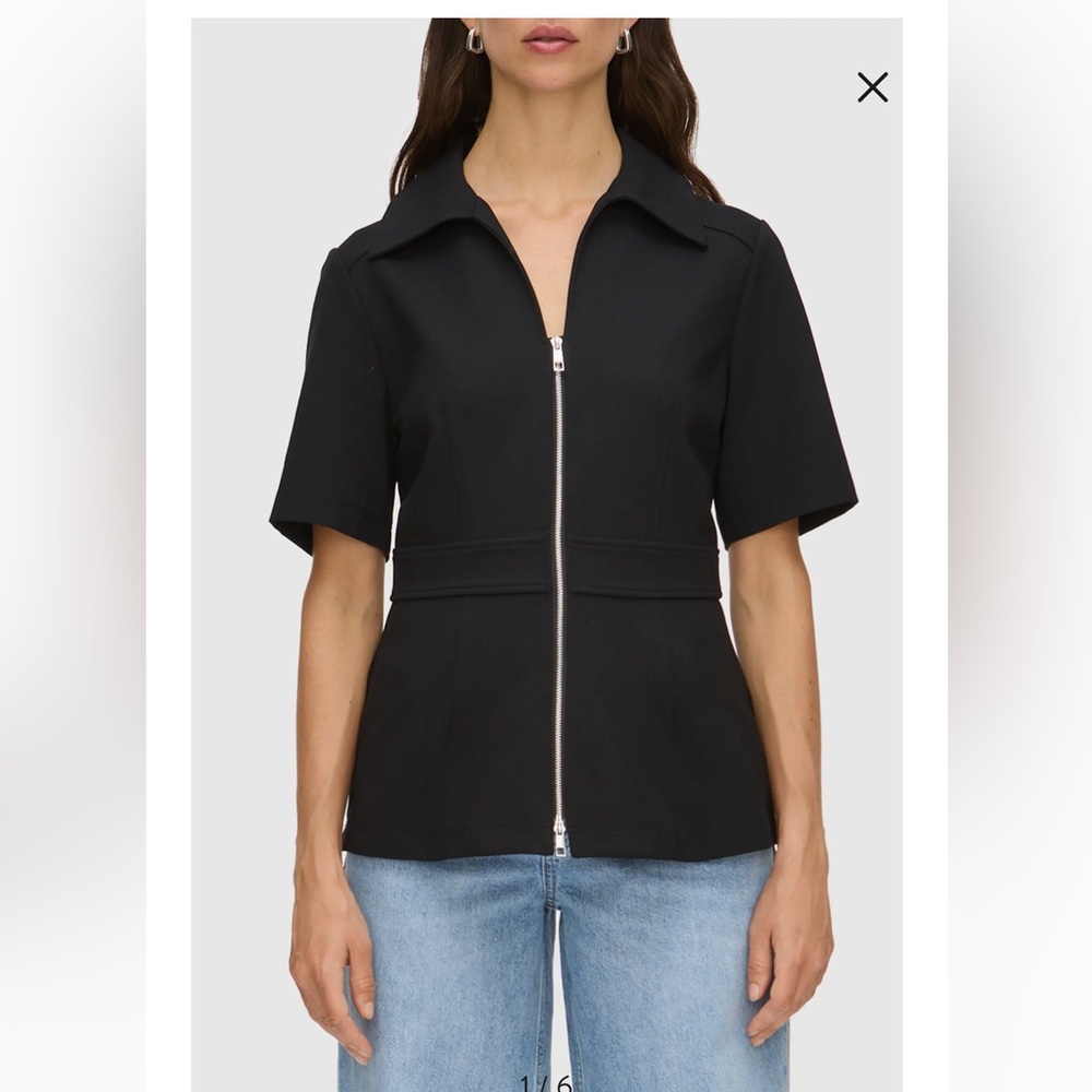 Aligne 0 Cecil Black Ponte Women's Black Zip-Up Top